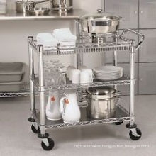 Adjustable Commercial Kitchen Wire Metal Trolley with Wheels